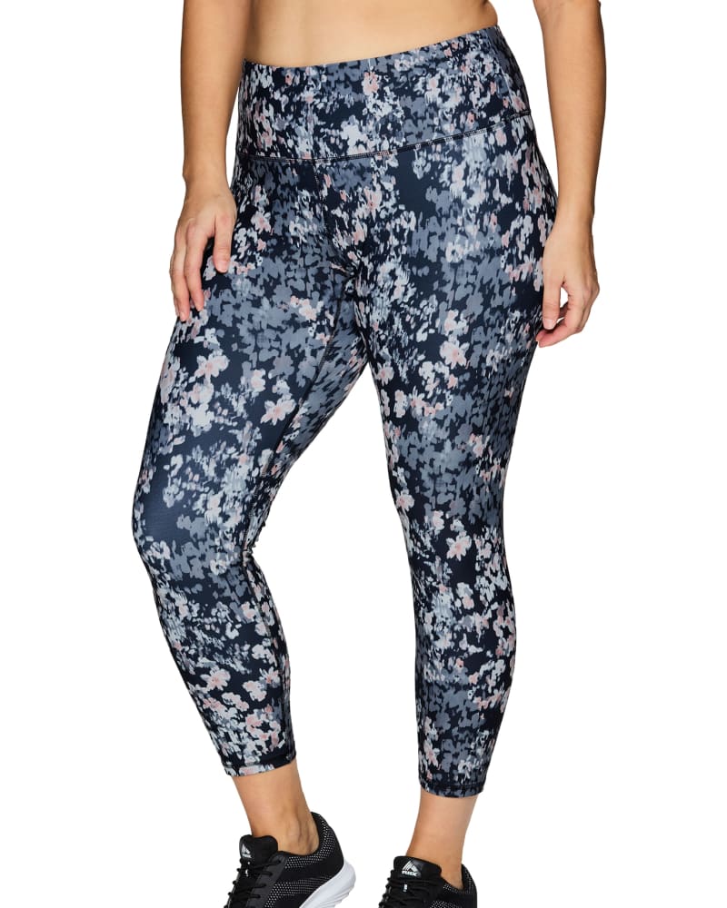 Front of a model wearing a size 1X Camellia Super Soft Legging in Multi by RBX Active. | dia_product_style_image_id:295520